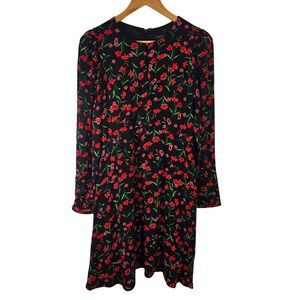 Banana Republic Floral Long Sleeve‎ Dress Size 10 Red Black Career Party